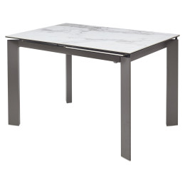 Стол CORNER 120 VOLAKAS WHITE Белый мрамор глянцевый, керамика/ GREY1 М-City