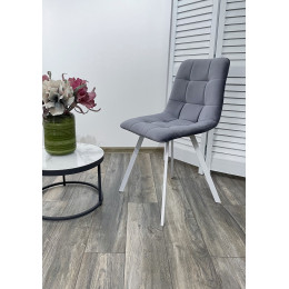 Стул CHILLI-Q SQUARE серый #27, велюр / белый каркас М-City