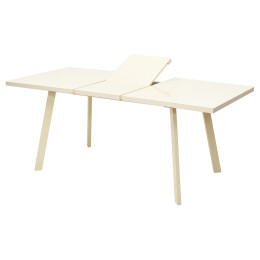 Стол ФИН 140 Кремовый, стекло/ Кремовый каркас М-City