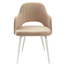 Стул FANTINE-LA БЕЖЕВЫЙ #5, велюр/ белый каркас М-City