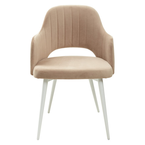 Стул FANTINE-LA БЕЖЕВЫЙ #5, велюр/ белый каркас М-City