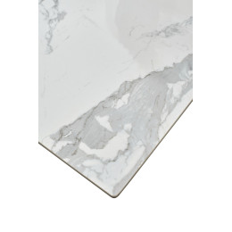 Стол CREMONA 160 HIGH GLOSS STATUARIO Белый мрамор глянцевый, керамика/ белый каркас М-City