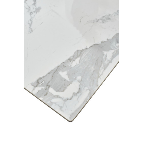 Стол CREMONA 160 HIGH GLOSS STATUARIO Белый мрамор глянцевый, керамика/ белый каркас М-City