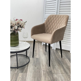 Стул BRANDY-X БЕЖЕВЫЙ #5, велюр / черный каркас М-City