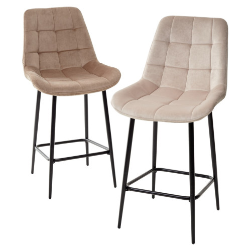 Полубарный стул ХОФМАН, цвет светло-коричневый B-06, велюр / черный каркас H=63cm М-City