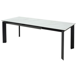 Стол CREMONA 160 KL-99 Белый мрамор матовый, итальянская керамика / черный каркас М-City