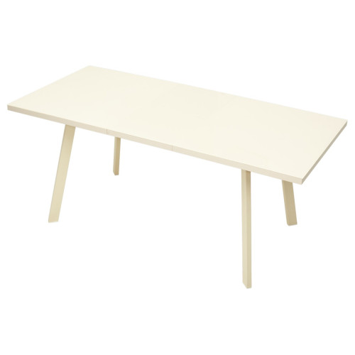 Стол ФИН 140 Кремовый, стекло/ Кремовый каркас М-City