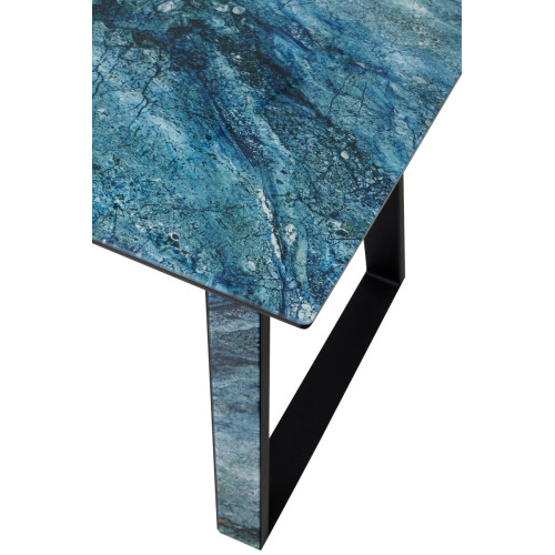 Стол Франк 200 АКВАМАРИН, стекло / АКВАМАРИН-ЧЕРНЫЙ М-City