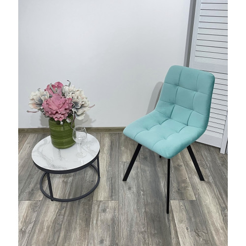 Стул CHILLI-Q SQUARE аквамарин #H50, велюр / черный каркас М-City