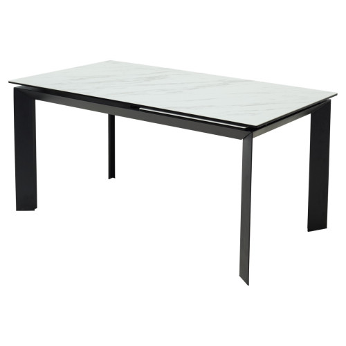 Стол CREMONA 160 KL-99 Белый мрамор матовый, итальянская керамика / черный каркас М-City
