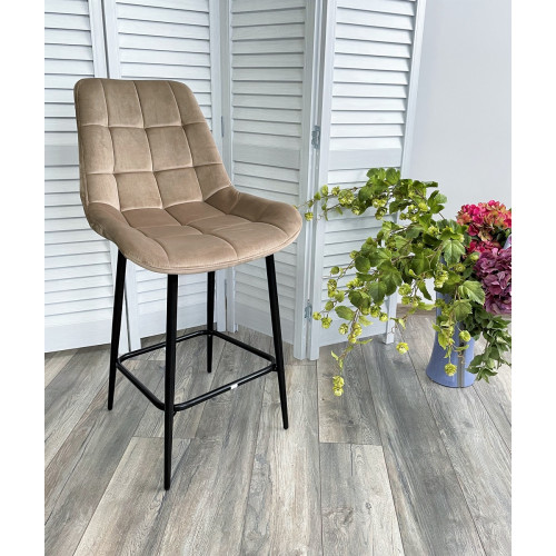 Полубарный стул ХОФМАН, цвет светло-коричневый B-06, велюр / черный каркас H=63cm М-City