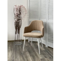 Стул FANTINE-LA БЕЖЕВЫЙ #5, велюр/ белый каркас М-City