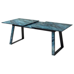 Стол Франк 200 АКВАМАРИН, стекло / АКВАМАРИН-ЧЕРНЫЙ М-City