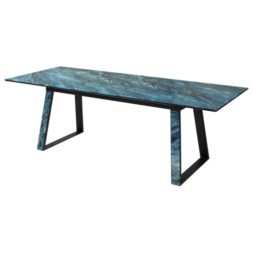 Стол Франк 200 АКВАМАРИН, стекло / АКВАМАРИН-ЧЕРНЫЙ М-City