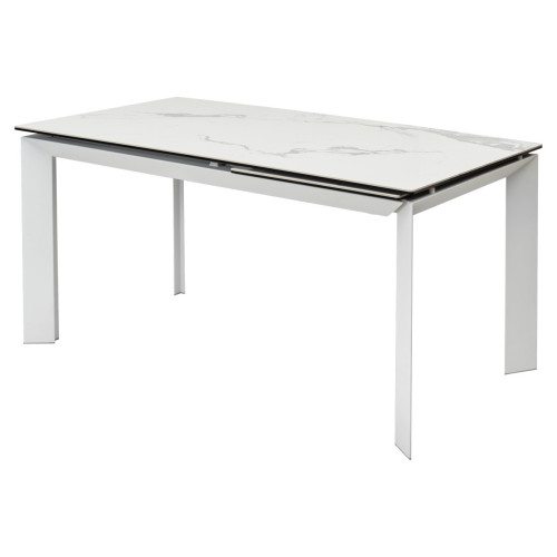 Стол CREMONA 160 HIGH GLOSS STATUARIO Белый мрамор глянцевый, керамика/ белый каркас М-City