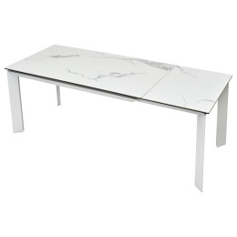 Стол CREMONA 160 HIGH GLOSS STATUARIO Белый мрамор глянцевый, керамика/ белый каркас М-City