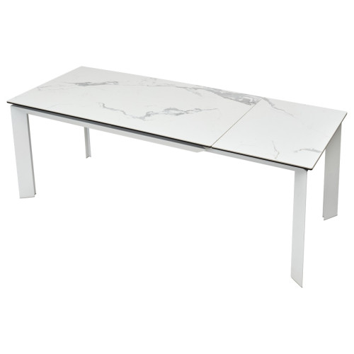 Стол CREMONA 160 HIGH GLOSS STATUARIO Белый мрамор глянцевый, керамика/ белый каркас М-City