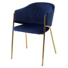 Стул DILL BLUVEL-86 NAVY BLUE, велюр/ золотой каркас, М-City