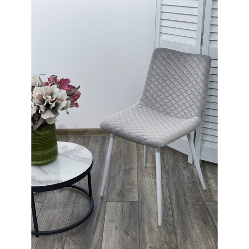 Стул TINTIN BLUVEL-03 LIGHT GREY / белый каркас М-City