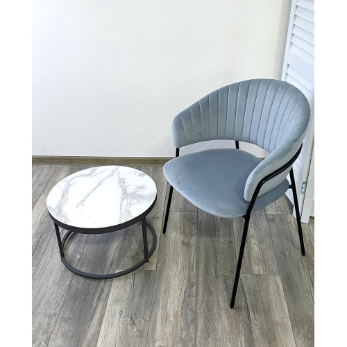 Стул ГЕММА, цвет Пыльный синий Confetti, велюр / черный каркас М-City