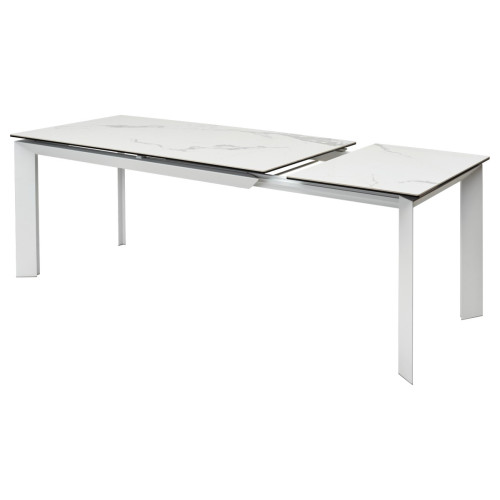 Стол CREMONA 160 HIGH GLOSS STATUARIO Белый мрамор глянцевый, керамика/ белый каркас М-City