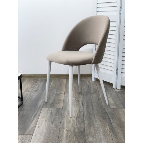 Стул MAX латте #25, велюр / белый каркас М-City