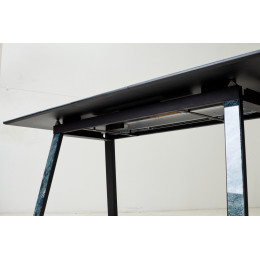 Стол Франк 200 АКВАМАРИН, стекло / АКВАМАРИН-ЧЕРНЫЙ М-City