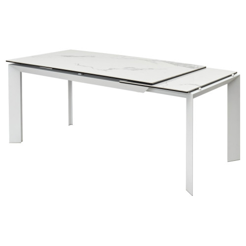 Стол CREMONA 160 HIGH GLOSS STATUARIO Белый мрамор глянцевый, керамика/ белый каркас М-City