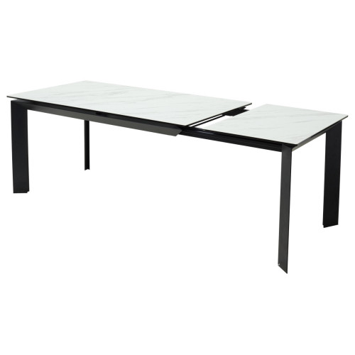 Стол CREMONA 160 KL-99 Белый мрамор матовый, итальянская керамика / черный каркас М-City