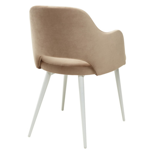 Стул FANTINE-LA БЕЖЕВЫЙ #5, велюр/ белый каркас М-City