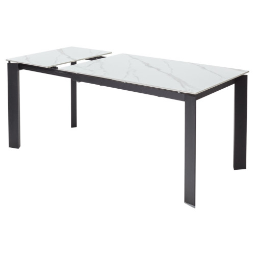 Стол CORNER 120 MATT WHITE MARBLE SINTERED STONE/ BLACK М-City