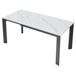 Стол CORNER 120 MATT WHITE MARBLE SINTERED STONE/ BLACK М-City