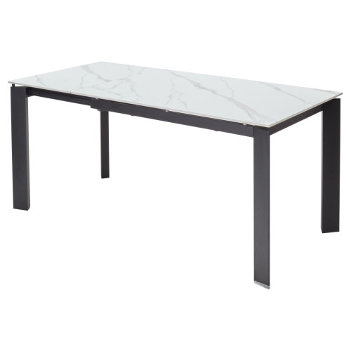 Стол CORNER 120 MATT WHITE MARBLE SINTERED STONE/ BLACK М-City