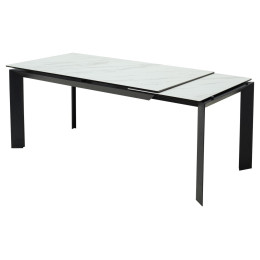 Стол CREMONA 160 KL-99 Белый мрамор матовый, итальянская керамика / черный каркас М-City