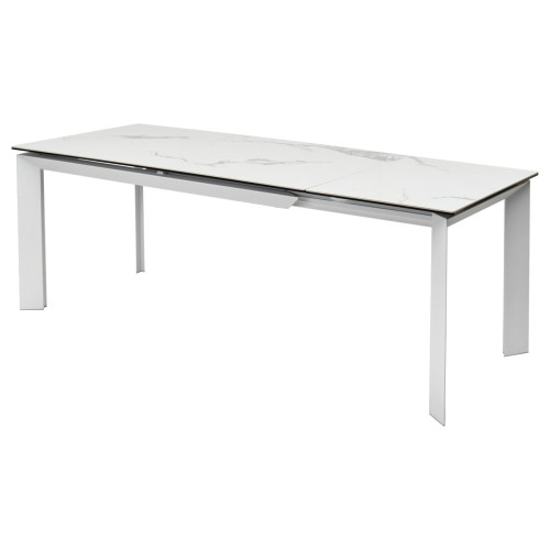 Стол CREMONA 160 HIGH GLOSS STATUARIO Белый мрамор глянцевый, керамика/ белый каркас М-City