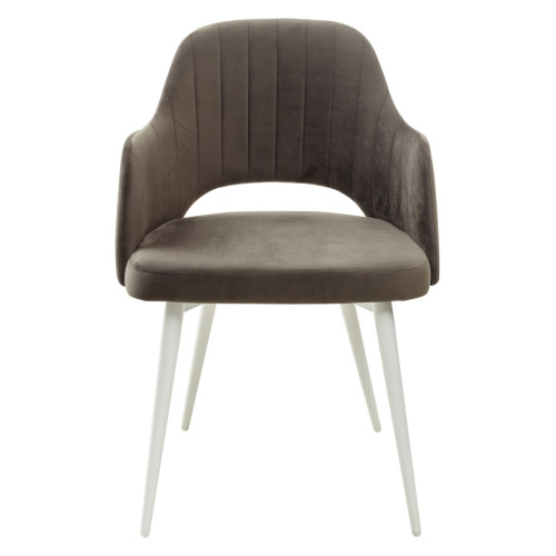 Стул FANTINE-LA ГРАФИТ #14, велюр/ белый каркас М-City