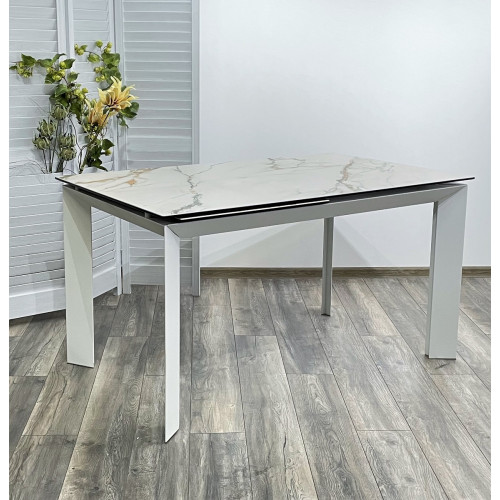 Стол CREMONA 160 KL-188 Контрастный мрамор / белый каркас М-City