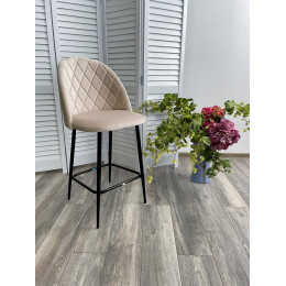 Полубарный стул НИРВАНА, цвет светло-бежевый B-02, велюр / черный каркас H=63cm М-City