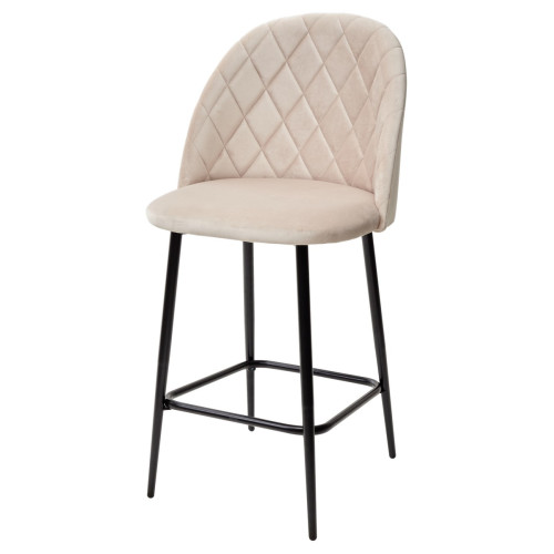 Полубарный стул НИРВАНА, цвет светло-бежевый B-02, велюр / черный каркас H=63cm М-City