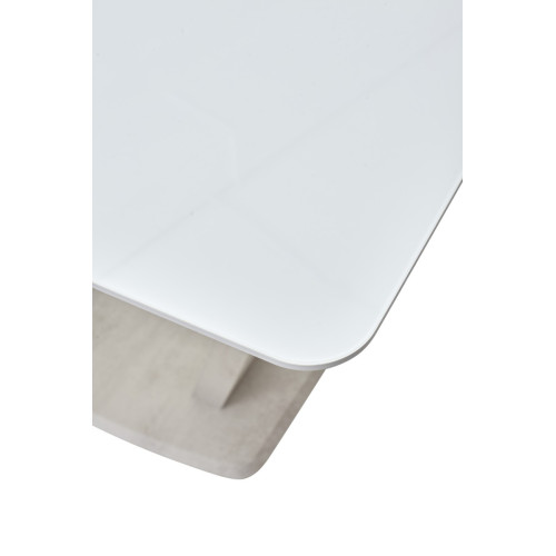 Стол Прага 120 БЕЛЫЙ, стекло/ КАМЕНЬ СВЕТЛЫЙ М-City