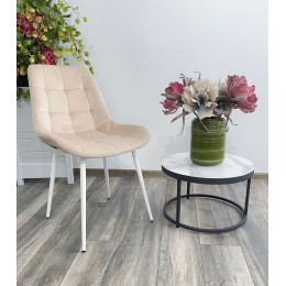Стул ХОФМАН, цвет бежевый #H06, велюр / белый каркас 4 шт./1 к М-City