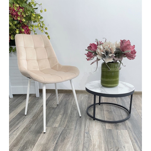 Стул ХОФМАН, цвет бежевый #H06, велюр / белый каркас 4 шт./1 к М-City