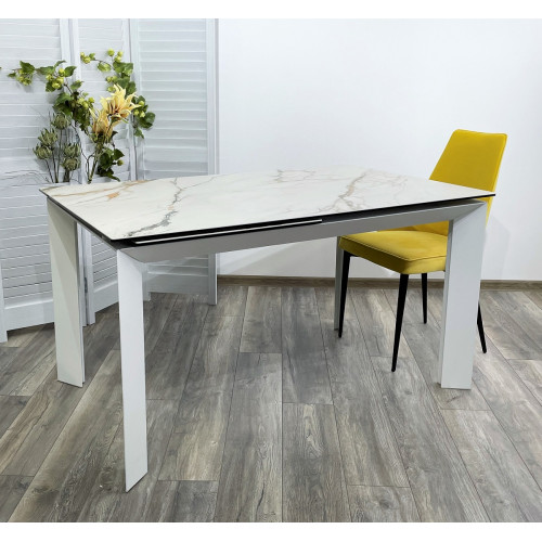 Стол CREMONA 160 KL-188 Контрастный мрамор / белый каркас М-City