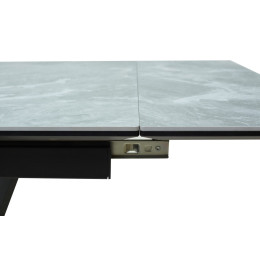 Стол Ниагара 140 Серый мрамор, керамика / черный каркас М-City