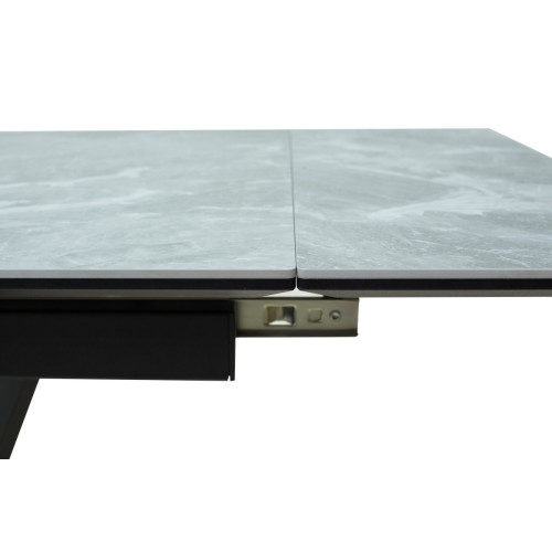 Стол Ниагара 140 Серый мрамор, керамика / черный каркас М-City