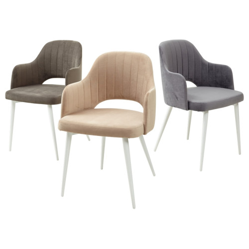 Стул FANTINE-LA ГРАФИТ #14, велюр/ белый каркас М-City