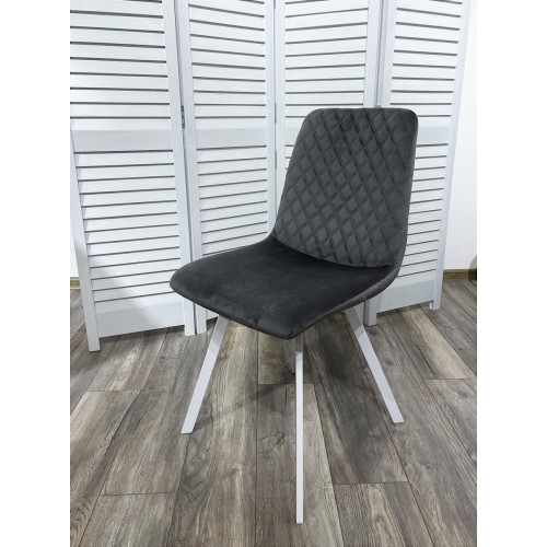Стул DAIQUIRI BLUVEL-14 GREY / белый каркас, велюр М-City
