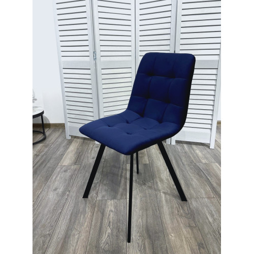 Стул CHILLI-Q SQUARE темно-синий #H60, велюр / черный каркас М-City
