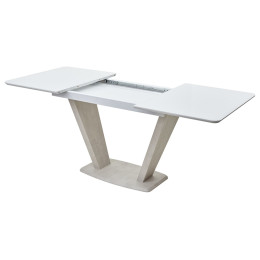 Стол Прага 120 БЕЛЫЙ, стекло/ КАМЕНЬ СВЕТЛЫЙ М-City