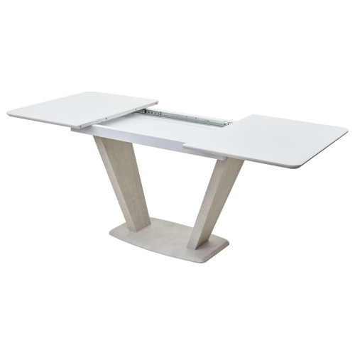 Стол Прага 120 БЕЛЫЙ, стекло/ КАМЕНЬ СВЕТЛЫЙ М-City